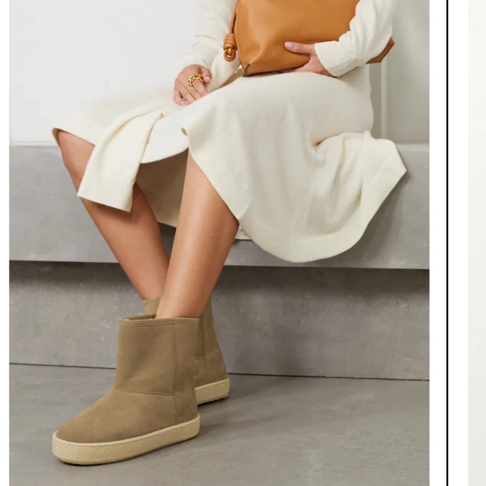 Isabel Marant Frieze Calf Skin Shearling Lined Suede Ankle Boot Taupe 8